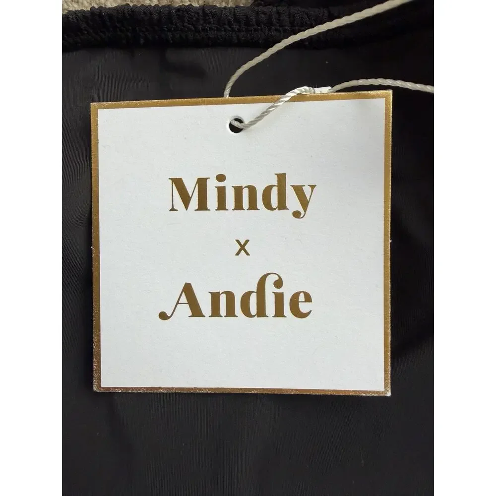 Andie x Mindy The Bikini Bottom NWT size XL in Black Textured Swimsuit